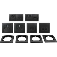 McPower Schalter und Steckdosen Set Flair Multimedia 18-teilig anthrazit