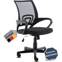 DELUKE Bürostuhl Ergonomisch ZEOS Schreibtischstuhl mit Netzbespannung | Höhenverstellbarer Drehstuhl, Arbeitsstuhl mit Armlehne | Computerstuhl 120 kg | Schwarz