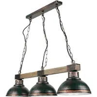 Licht-Erlebnisse Hängelampe Vintage "Hakon" Holz Metall in Kupfer Antik E27 3-flammig Pendelleuchte Wohnzimmer