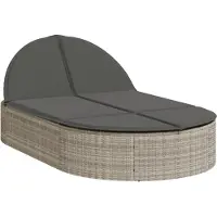 vidaXL Doppel-Sonnenliege mit Kissen Hellgrau Poly Rattan