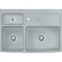 SYSTEMCERAM KeraDomo Elementspüle CENTRA 90 TITAN für bis zu 75 cm AP-Tiefe inkl. Excenterbedienung / / Keramikspüle