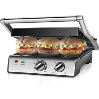 Aigostar MAX 300000HIX Sandwich-Waffel-Grill, Edelstahlgehäuse, 2000 Watt, Thermostat, Schräger Fettablauf