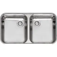 Reginox Spüle L18 (L) 35D40 KGKG-CC (304) Edelstahl poliert ohne Überlauf / Clean & Care / Doppelbecken