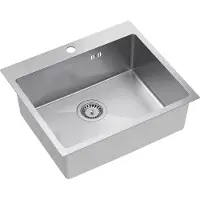 Quadron Spülbecken 1-Becken Spüle | Größe: 55 x 48 x 20 cm | RUSSEL 110 | Küchenspüle Edelstahlspüle mit Siphon | Silber Pvd