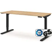 Assmann Elektrisch höhenverstellbarer Schreibtisch Y-Line Eiche Natura Schwarz, 160x70cm, Memoryfunktion, Kollisionsschutz, 2-fach-Motorik