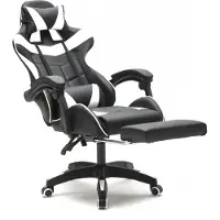 Vdd Gaming Stuhl Cyclone mit Fußstütze - Bürostuhl - Racing Gaming Stuhl - Weiß Schwarz