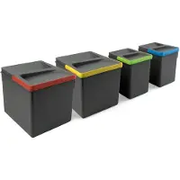 Emuca Lot RecyclingRecyclingbehälterRecycle für Küchenschublade, Höhe 216mm, 2x12l, 2x6l, Kunststoff anthrazitgrau