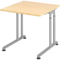 Bümö Schreibtisch Serie-Z - Nachbildung Ahorn, Gestell: Silber, Größe: 80 x 80 cm