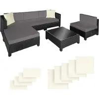 TecTake Aluminium Rattan Lounge wetterfest und UV-beständig Dicke der Polster 10 cm