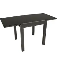 Degamo Balkontisch Gartentisch Ausziehtisch ELBA 70x70cm, ausziehbar auf 140cm, Gestell Aluminium dunkelgrau + Glas schwarz