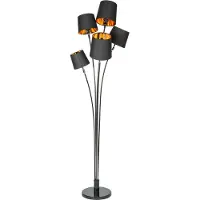 Invicta Design Stehlampe LEVELS 176cm mit 5 Leinenschirmen schwarz gold Stehleuchte Wohnzimmerlampe Standleuchte Leselampe