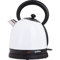 Grafner Retro Wasserkocher 2200 Watt, 1,8 Liter, Edelstahl-Korpus, Wunschfarbe, entnehmbarer Kalkfilter, kabellos, Überhitzungsschutz, BPA-Frei, Cool-Touch, Wasserstandsanzeige (Weiß)