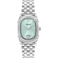 Versace VE1B01025 Greca Couture silber türkis Edelstahl Armband Uhr Damen NEU