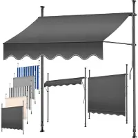 Kesser Klemmmarkise mit Handkurbel Balkon, Balkonmarkise ohne Bohren, UV-beständig höhenverstellbar wasserabweisend , Sonnenschutz, Terrassenüberdachung , einfache Montage
