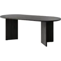 Selsey Esstisch Ovo - Tisch oval, Holzoptik Esche Portland Schwarz, 204 x 90 cm