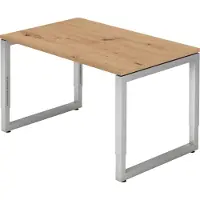 Bümö Schreibtisch Serie-R - Gestell: Silber, Nachbildung: Asteiche, Größe: 120 x 80 cm