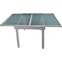 DELUKE Gartentisch ADAM - Aluminium/Temperglas, Grau, 65x65x75cm | Ausziehtisch Esstisch Wetterfest Outdoor Tisch