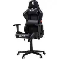 Elite Gaming Stuhl | Ergonomischer Bürostuhl - Schreibtischstuhl - PC Gamer Racing Stuhl - Gaming-Stuhl - Gamer Sessel - Kopfstütze - Chair (Schwarz)
