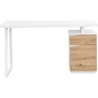 Vente-unique Schreibtisch mit 1 Schublade & 1 Tür - MDF & Stahl - Natur & Weiß - GOTAMA