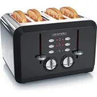Arendo - Automatik Toaster 4 Scheiben in Edelstahl - bis zu vier Sandwich und Toast-Scheiben - Bräunungsgrad 1-6 - Aufwärm- und Auftaufunktion - Krümelschublade - 1630 Watt - GS