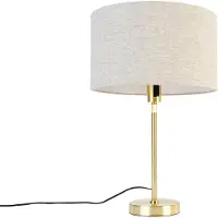 QAZQA Tischleuchte gold verstellbar mit Schirm hellgrau 35 cm - Parte