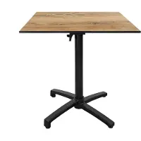 Restootab Klappbarer Terrassentisch aus Compact-HPL-Vintage-Holz 70 x 70