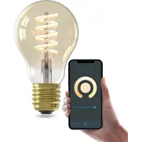 Calex Smart LED Lampe, E27, A60, Gold Filament, warmweißes Licht, dimmbar, WLAN App- & Sprachsteuerung