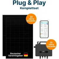 Luxor Balkonkraftwerk 890W Fullblack – Mini-PV-Anlage Set mit Wechselrichter & Schukostecker | ECO LINE + HYX-M800-SW