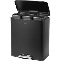 Luzzo Treteimer 51 Liter - 3x17 Ltr - Abfalleimer Mülltrennung - Schwarz