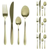 MARELIDA Besteck Set BRIT - Edelstahl - 16-teilig - je 4x Messer, Gabel, Löffel, Teelöffel - gold
