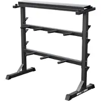 Gorilla Sports Hantelablage - 3 Ebenen, 30mm, bis 400 kg, Stahl, Schwarz - Gewichteständer, Hantelscheibenständer, Hantelscheibenablage, Hantelständer, Langhantelablage, Langhantelständer
