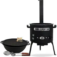 Grillpeter Utschak Asamat Ø45cm mit Kazan 18L Grilldeckel aus Gusseisen und Zubehör
