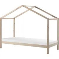 Möbelando Hausbett >DALLAS< in Natur aus Massive Kiefer - 210x170x97cm (BxHxT)