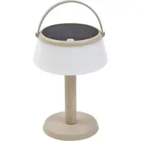LINDBY LED-Solar-Tischleuchte Mikkel, beige, dimmbar, 7 cm