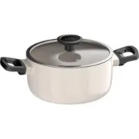 Berghoff Leo Kasserolle, rund, 20 cm Durchmesser, Keramik-Antihaftbeschichtung, 2,8 l, Induktion, Glasdeckel, Kunststoffgriff, recyclebares Aluminium