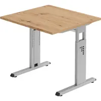 Bümö Schreibtisch Serie-O - Gestell: Silber, Nachbildung: Asteiche, Größe: 80 x 80 cm