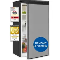 Exquisit Vollraumkühlschrank KS585-V-090E inoxlook | Nutzinhalt: 75 L | LED-Beleuchtung | Glasablagen | Ohne Gefrierfach