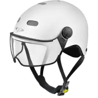 CP Carachillo Urban Fahrradhelm mit Visier (clear) Gr. L (58-60 cm) - Radhelm Bikehelm Schutzhelm Fahrrad Bike Helm Unisex white soft touch