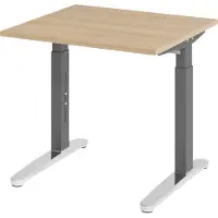 Bümö Schreibtisch Serie-XB - Größe: 80 x 80 cm, Nachbildung: Eiche, Gestell: Graphit/Alu poliert
