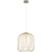 Globo Lighting Hängeleuchte Metall sandfarben matt, Metallgeflecht sandfarben matt, Metallgeflecht weiß matt, Kabel PVC weiß, Höhe kürzbar, ø: 350mm, H: 1500mm, exkl. 1x E27 40W 230V