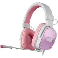 Hyrican SADES Dpower SA-722 Gaming Headset, weiß/pink, 3,5 mm Klinke, kabelgebunden, Stereo, Over Ear, PC, PS4 u. 5, Xbox, Nintendo Switch