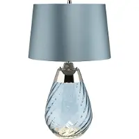 Elstead Lighting Elstead Lena Tischleuchte E27 61cm Blau getöntes Glas, Entenei-Blau Schirm Hellblau