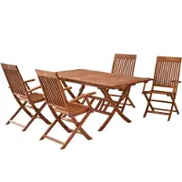 Merxx Gartenmöbelset Comodoro 5tlg., 4 Klappsessel, 1 Klappausziehtisch 110 (160) x 90 cm - Eukalyptus