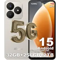 Doogee 5G Smartphone Handy Ohne Vertrag Android 15 Neo S25 Pro, 32GB+256GB/TF 2TB, 6.75" 120Hz 5280mAh 64MP AI Kamera, 4K Video/NFC/DualSIM/Widevine L1, Gold