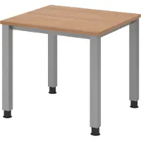 Bümö Schreibtisch Serie-Q - Gestell: Silber, Größe: 80 x 80 cm, Nachbildung: Nussbaum
