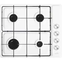 Gasline Gaskocher, Tischgerät ,4 flammig, Gasherd, Campingkocher, GAC60LPG, Weiß, Sabaf-Brenner, Thermoelektrische Zündsiche ohne Gaskartusche