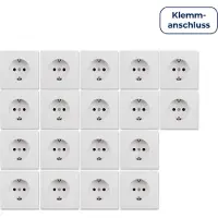 McPower 18x Schutzkontakt-Steckdose "Shallow", 250V/16A, UP, Klemmanschluss, weiß, matt