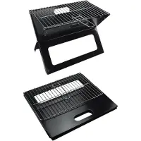 Chefgastro KLAP Holzkohlegrill | klappbarer Grill aus rostfreiem Stahl | Grillfläche LxB 44x33cm | HxBxT 34,5x33,5x45,5cm