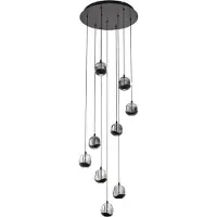 LUCANDE Hayley LED-Hängelampe neunflammig schwarz Glas - , Hayley, Schwarz, für Wohnzimmer, Glas, Design