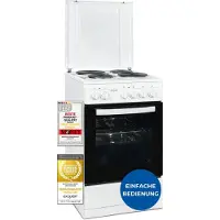 Exquisit Standherd, Standherd 50 cm Breite, Massekochfeld, einfach zu bedienen, 48 l Garraum, Elektro-Standherd 50 cm, EH9-3-090 weiss